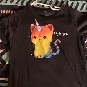 Cute Rainbow Unicorn Cat “I hate you” Tee